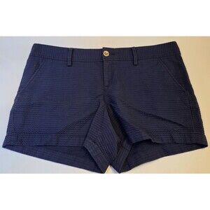 Lilly Pulitzer Callahan Shorts Womens 14 Navy Seersucker 5” Summer Beach Boat